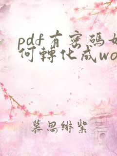 pdf有密码如何转化成word文档