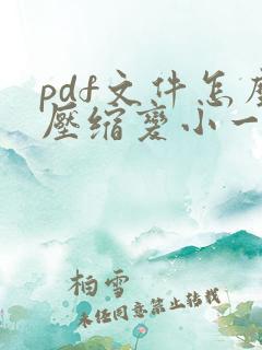 pdf文件怎么压缩变小一点