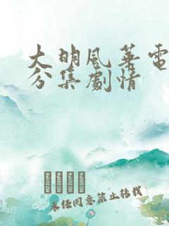 大明风华电视剧分集剧情