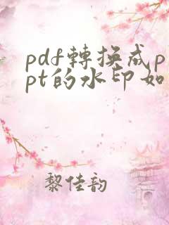 pdf转换成ppt的水印如何去除