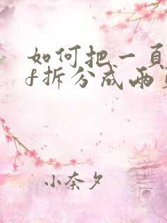 如何把一页pdf拆分成两页