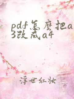 pdf怎么把a3改成a4