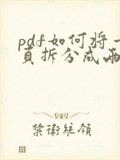 pdf如何将一页拆分成两页