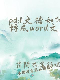 pdf文档如何转成word文档