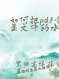 如何把pdf合并文件的水印去除