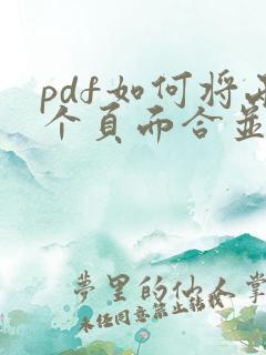 pdf如何将两个页面合并成一页