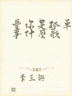 爱你是孤单的心事什么歌