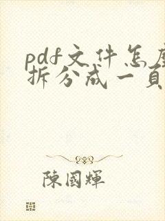 pdf文件怎么拆分成一页一页