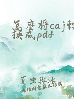 怎么将caj转换成pdf
