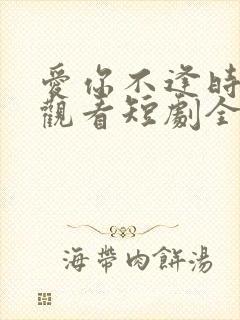 爱你不逢时免费观看短剧全集
