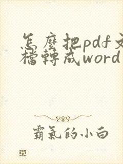 怎么把pdf文档转成word文档