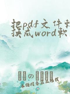 把pdf文件转换成word软件
