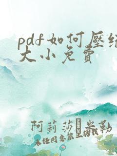 pdf如何压缩大小免费