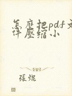 怎么把pdf文件压缩小