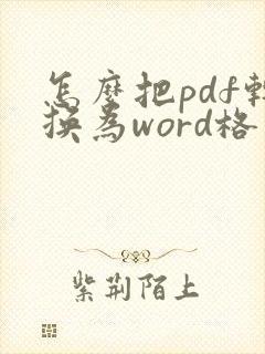 怎么把pdf转换为word格式
