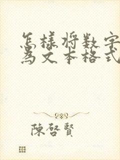 怎样将数字转化为文本格式