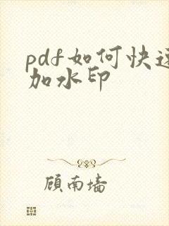pdf如何快速加水印