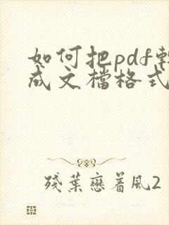 如何把pdf转成文档格式