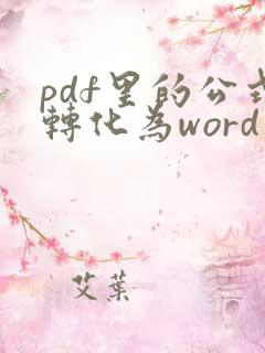 pdf里的公式转化为word公式