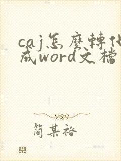 caj怎么转化成word文档