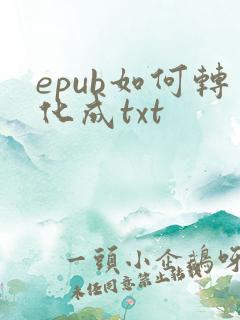 epub如何转化成txt