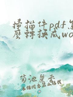 扫描件pdf怎么转换成word