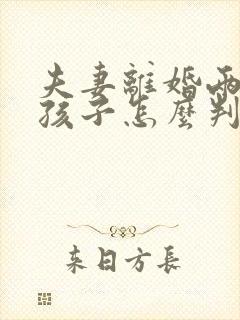 夫妻离婚两个女孩子怎么判抚养权