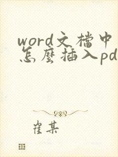 word文档中怎么插入pdf文件