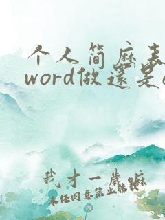 个人简历表是用word做还是excel做