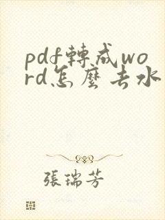 pdf转成word怎么去水印