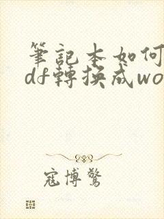 笔记本如何把pdf转换成word文档