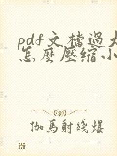 pdf文档过大怎么压缩小些