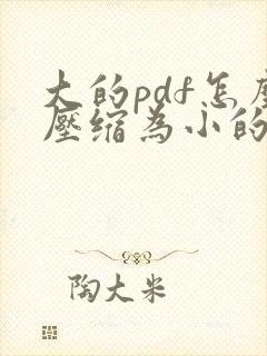 大的pdf怎么压缩为小的
