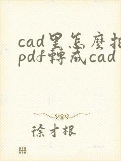 cad里怎么把pdf转成cad