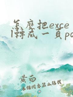 怎么把excel转成一页pdf