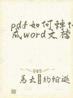pdf如何转化成word文档软件