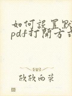 如何设置默认的pdf打开方式