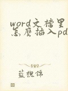 word文档里怎么插入pdf文件