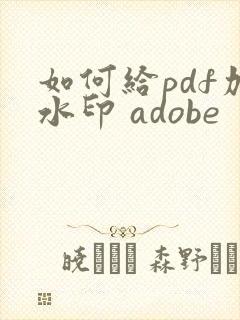 如何给pdf加水印 adobe