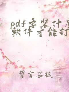 pdf要装什么软件才能打开