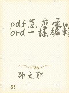 pdf怎么像word一样编辑