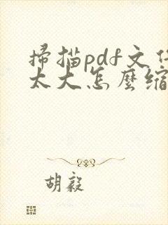 扫描pdf文件太大怎么缩小