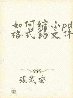 如何缩小pdf格式的文件大小