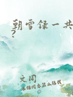 朝雪录一共几集?