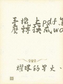 手机上pdf怎么转换成word文档