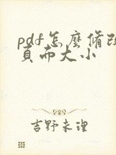 pdf怎么修改页面大小