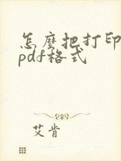 怎么把打印变成pdf格式