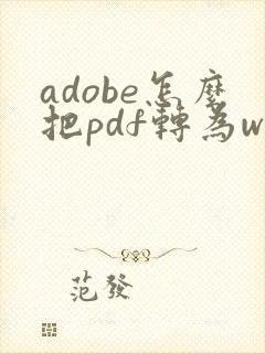 adobe怎么把pdf转为word