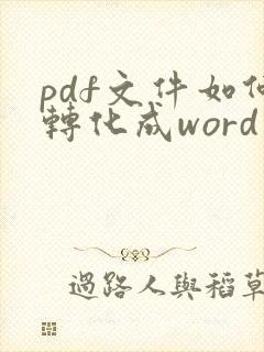 pdf文件如何转化成word文档