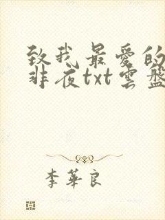 致我最爱的你叶非夜txt云盘